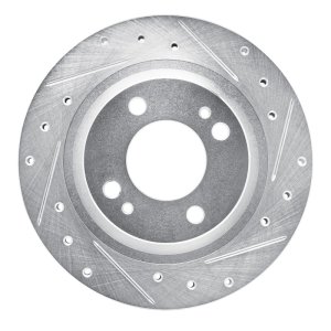 Dodge Attitude Brake Rotor (1) - Front Right - R1 Concepts - Drilled & Slotted - Silver - `16-`25